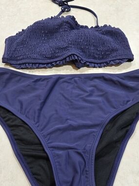 NWOT Smocked Bandeau Bikini Set in Deep Navy Size Medium